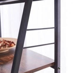 35 in. H Brown Wood 3-Shelf Ladder Bookcase with Open Back and Wheels by Boyel Living -MODWAY store brown boyel living bookcases bookshelves wf j cd 059 1f 1000