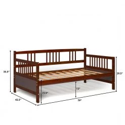 Chocolate Durable Pine Wood Twin Size Slats Daybed with Rails by Boyel Living 12 Chocolate Durable Pine Wood Twin Size Slats Daybed with Rails by Boyel Living -MODWAY store brown boyel living daybeds hysn 63521ch 1f 1000