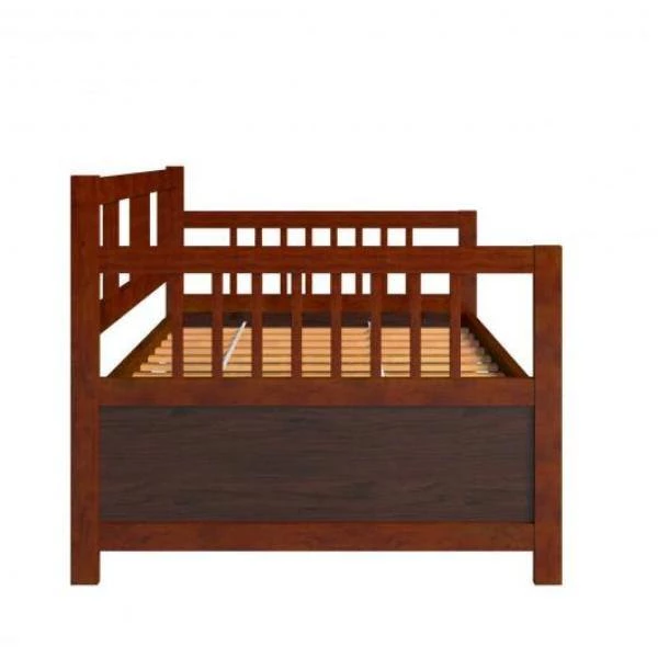 Chocolate Durable Pine Wood Twin Size Slats Daybed with Rails by Boyel Living 6 Chocolate Durable Pine Wood Twin Size Slats Daybed with Rails by Boyel Living - Image 4