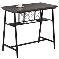 5-Piece Dark Brown Counter Height Table Set with Wine Rack and Glass Holder Industrial Bar Dining Set for Home by Boyel Living -MODWAY store brown boyel living dining room sets tm wf195375aap 1f 1000