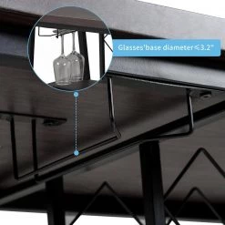 5-Piece Dark Brown Counter Height Table Set with Wine Rack and Glass Holder Industrial Bar Dining Set for Home by Boyel Living -MODWAY store brown boyel living dining room sets tm wf195375aap 44 1000