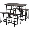 5-Piece Dark Brown Counter Height Table Set with Wine Rack and Glass Holder Industrial Bar Dining Set for Home by Boyel Living -MODWAY store brown boyel living dining room sets tm wf195375aap 64 1000