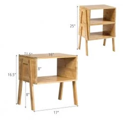 16 in. Brown 2-Piece Bamboo Side End Tables Nightstands with Shelf by Boyel Living -MODWAY store brown boyel living end side tables hysn 61736 44 1000