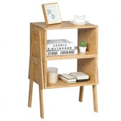 16 in. Brown 2-Piece Bamboo Side End Tables Nightstands with Shelf by Boyel Living -MODWAY store brown boyel living end side tables hysn 61736 c3 1000