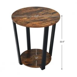 19.5 in. W Brown 2-tier Round End Table with Storage Shelf and Metal Frame by Boyel Living 14 19.5 in. W Brown 2-tier Round End Table with Storage Shelf and Metal Frame by Boyel Living -MODWAY store brown boyel living end side tables hysn 63074cf 1f 1000