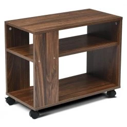 23.5 in. Brown Side End Table with Casters and Shelves by Boyel Living