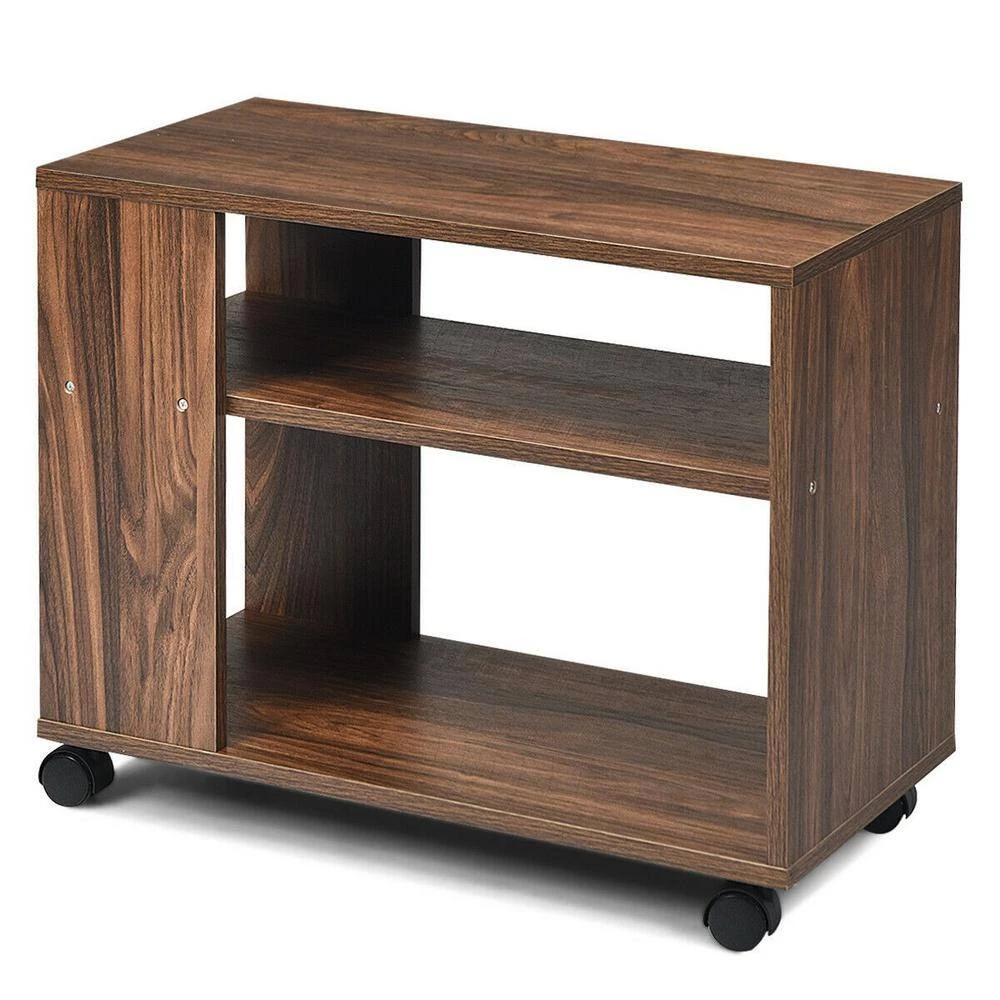 23.5 in. Brown Side End Table with Casters and Shelves by Boyel Living 6 23.5 in. Brown Side End Table with Casters and Shelves by Boyel Living - Image 4