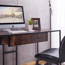 55 in. Rectangle Brown Wood 2-Drawer Executive Desk with Storage by Boyel Living -MODWAY store brown boyel living executive desks wf j cd 057 77 1000