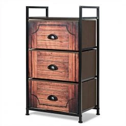 31 in. H x 17.5 in. W x12 in. D 12 in. 3-Drawer Brown Fabric Dresser Storage Tower Nightstand by Boyel Living -MODWAY store brown boyel living nightstands hysn 63120 4f 1000
