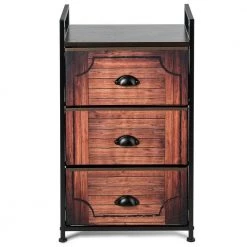 31 in. H x 17.5 in. W x12 in. D 12 in. 3-Drawer Brown Fabric Dresser Storage Tower Nightstand by Boyel Living