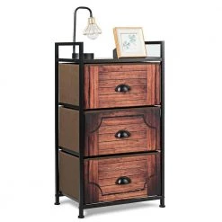31 in. H x 17.5 in. W x12 in. D 12 in. 3-Drawer Brown Fabric Dresser Storage Tower Nightstand by Boyel Living -MODWAY store brown boyel living nightstands hysn 63120 c3 1000