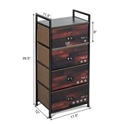12 in. 4-Drawer Dark-brown Fabric Dresser Storage Tower Nightstand by Boyel Living -MODWAY store brown boyel living nightstands hysn 63121 1f 1000
