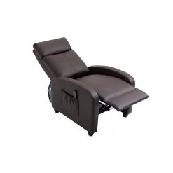 Comfortable Brown Faux Leather Massage Recliner with Sturdy Wood Structure and Remote Control by Boyel Living -MODWAY store brown boyel living recliners lwp1021cmbn 1f 1000