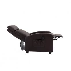 Comfortable Brown Faux Leather Massage Recliner with Sturdy Wood Structure and Remote Control by Boyel Living -MODWAY store brown boyel living recliners lwp1021cmbn 44 1000