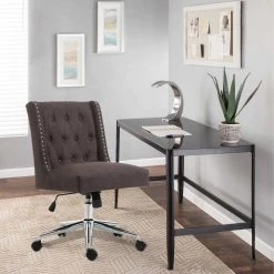 Chocolate Brown Comfortable and Durable Nailhead Trim Velvet Seat Task Chairs with Adjustable Height by Boyel Living -MODWAY store brown boyel living task chairs sd cmc6202 br 31 1000