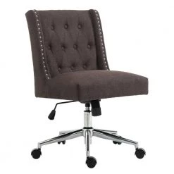 Chocolate Brown Comfortable and Durable Nailhead Trim Velvet Seat Task Chairs with Adjustable Height by Boyel Living
