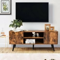 47 in. Brown Industrial TV Stand Fits TVs Up to 55 in with Storage Cabinets by Boyel Living -MODWAY store brown boyel living tv stands hysn 64409cf 31 1000