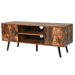 47 in. Brown Industrial TV Stand Fits TVs Up to 55 in with Storage Cabinets by Boyel Living