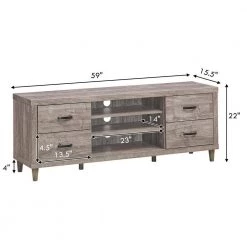 59 in. Brown TV Stand Fits TVs Up to 65 in with Storage Shelves and Drawers by Boyel Living -MODWAY store brown boyel living tv stands hysn 65209 1f 1000