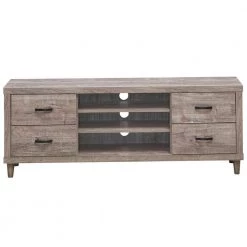 59 in. Brown TV Stand Fits TVs Up to 65 in with Storage Shelves and Drawers by Boyel Living