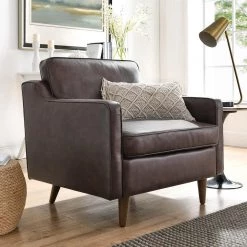Impart Genuine Brown Leather Armchair by MODWAY -MODWAY store brown modway accent chairs eei 5555 brn 31 1000
