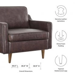 Impart Genuine Brown Leather Armchair by MODWAY -MODWAY store brown modway accent chairs eei 5555 brn 44 1000