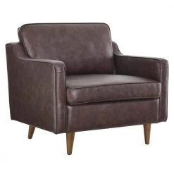 Impart Genuine Brown Leather Armchair by MODWAY