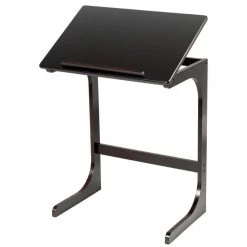 23.5 in. Brown Adjustable C-Shape Side End Table with Tilting Top by Boyel Living