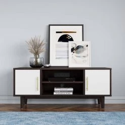 Daxton 43" Cappuccino White TV Stand Fits TV up to 46 in. with Cable Management Holes by MODWAY -MODWAY store cappuccino white modway tv stands eei 4309 cap whi c3 1000