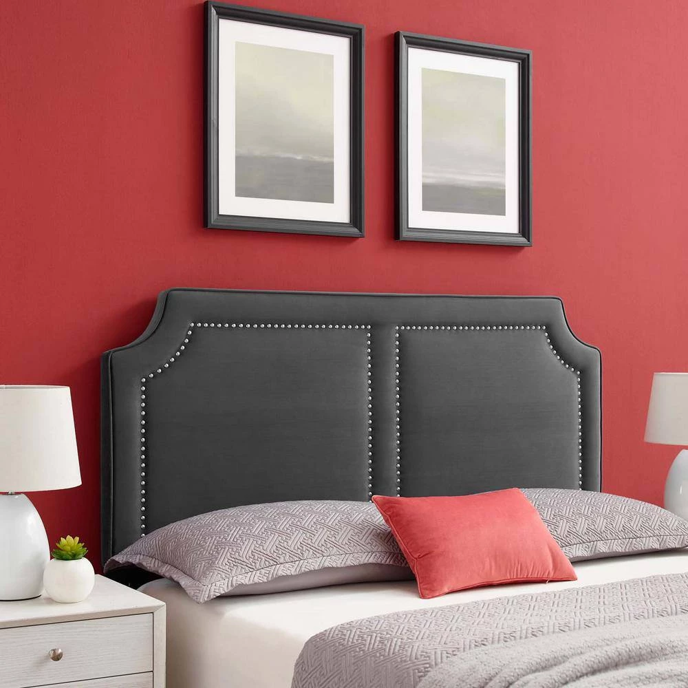 Cynthia Performance 61.5in Velvet Full/Queen Headboard in Charcoal by MODWAY 11 Cynthia Performance 61.5in Velvet Full/Queen Headboard in Charcoal by MODWAY - Image 9