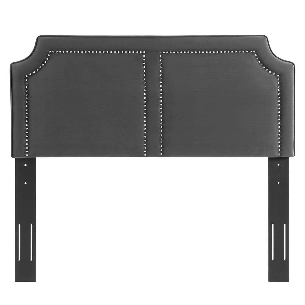 Cynthia Performance 61.5in Velvet Full/Queen Headboard in Charcoal by MODWAY 5 Cynthia Performance 61.5in Velvet Full/Queen Headboard in Charcoal by MODWAY - Image 3
