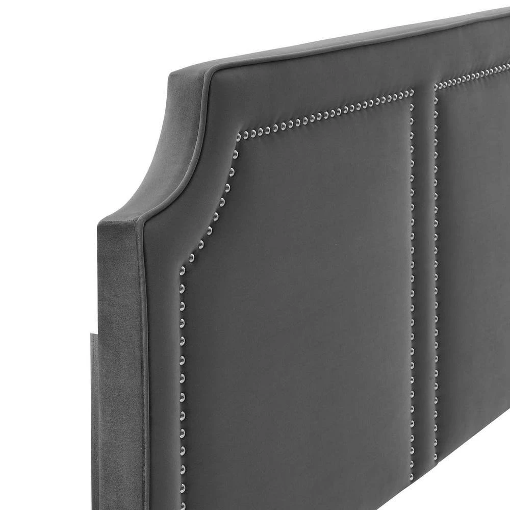 Cynthia Performance 61.5in Velvet Full/Queen Headboard in Charcoal by MODWAY 4 Cynthia Performance 61.5in Velvet Full/Queen Headboard in Charcoal by MODWAY - Image 2