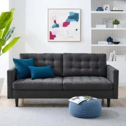 Exalt 75 in. Wide Tufted Squared Arm Fabric Modern Straight Sofa in Charcoal by MODWAY -MODWAY store charcoal modway sofas couches eei 4445 cha c3 1000