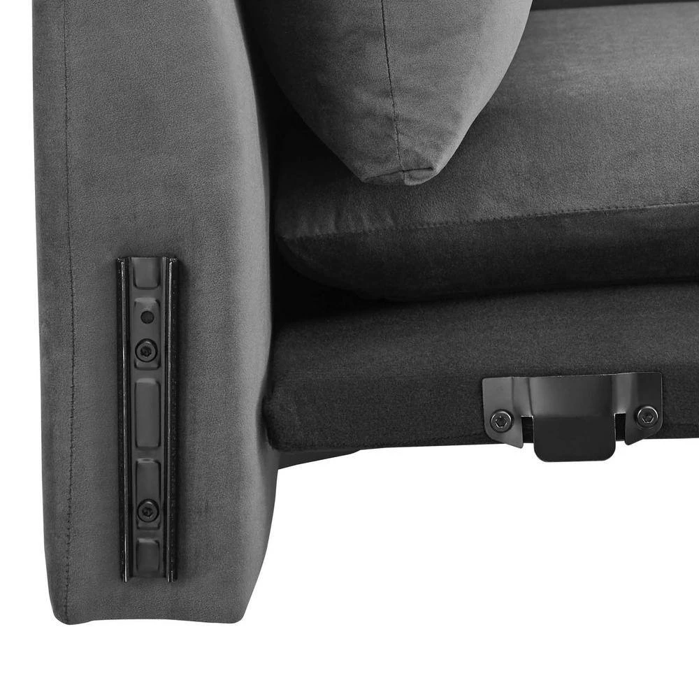 Indicate 80.5 in. Charcoal Performance Velvet Sofa by MODWAY 8 Indicate 80.5 in. Charcoal Performance Velvet Sofa by MODWAY - Image 6