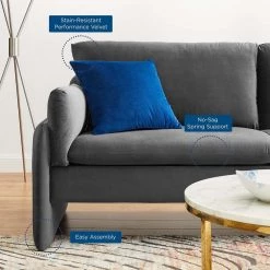 Indicate 80.5 in. Charcoal Performance Velvet Sofa by MODWAY 17 Indicate 80.5 in. Charcoal Performance Velvet Sofa by MODWAY -MODWAY store charcoal modway sofas couches eei 5150 cha 44 1000