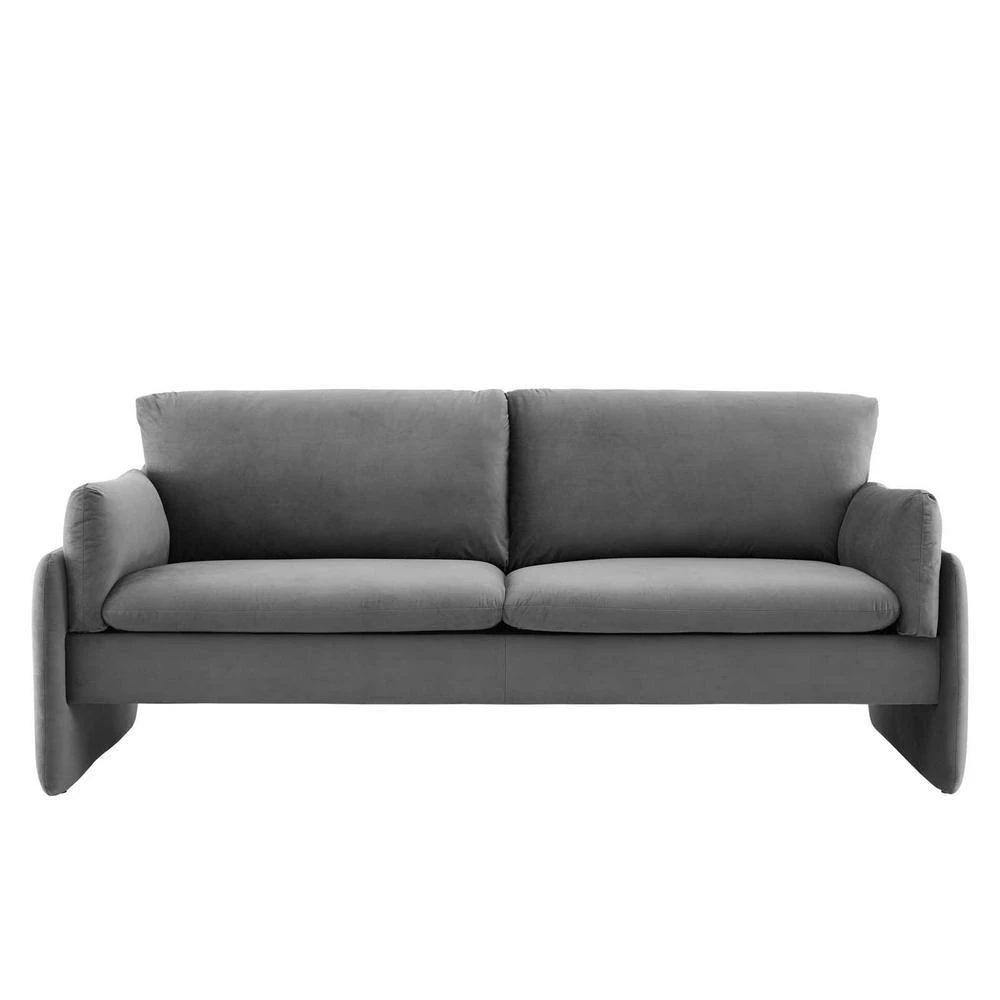 Indicate 80.5 in. Charcoal Performance Velvet Sofa by MODWAY 7 Indicate 80.5 in. Charcoal Performance Velvet Sofa by MODWAY - Image 5