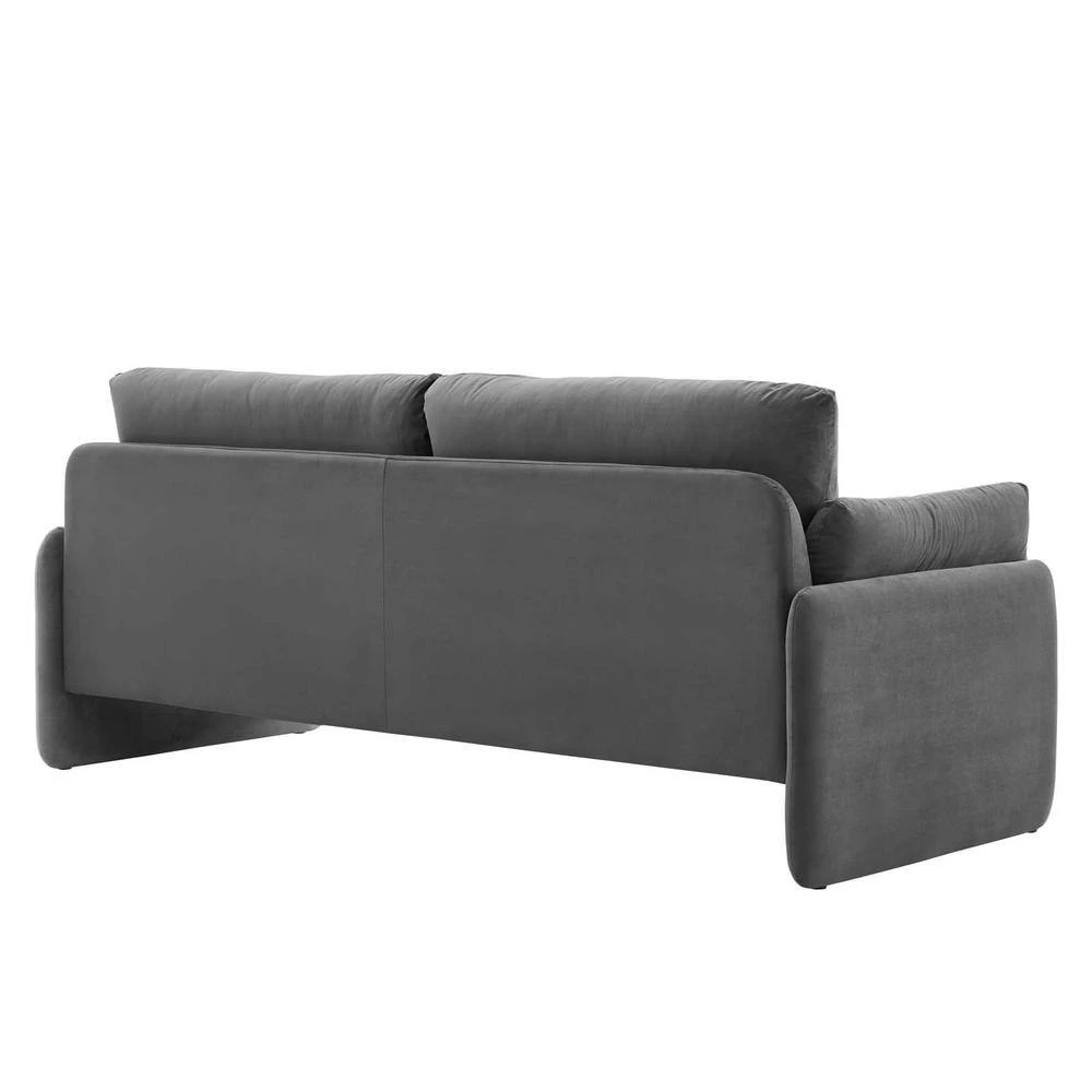 Indicate 80.5 in. Charcoal Performance Velvet Sofa by MODWAY 5 Indicate 80.5 in. Charcoal Performance Velvet Sofa by MODWAY - Image 3