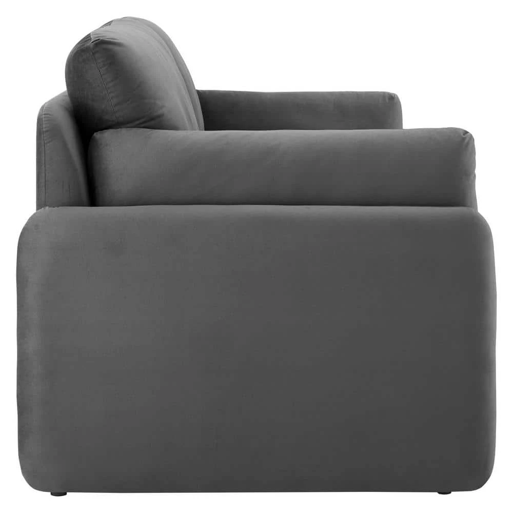 Indicate 80.5 in. Charcoal Performance Velvet Sofa by MODWAY 4 Indicate 80.5 in. Charcoal Performance Velvet Sofa by MODWAY - Image 2