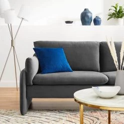 Indicate 80.5 in. Charcoal Performance Velvet Sofa by MODWAY 18 Indicate 80.5 in. Charcoal Performance Velvet Sofa by MODWAY -MODWAY store charcoal modway sofas couches eei 5150 cha fa 1000