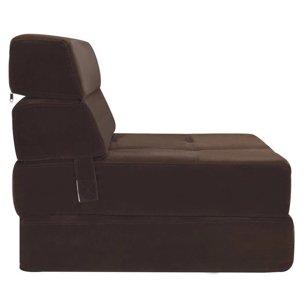 Coffee Flocked Cloth Tri-Fold Folding Chair Convertible Sleeper/Longer Bed Chair by Boyel Living 5 Coffee Flocked Cloth Tri-Fold Folding Chair Convertible Sleeper/Longer Bed Chair by Boyel Living - Image 3