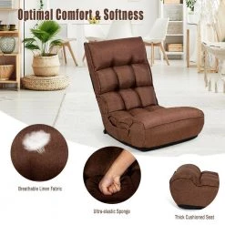 Coffee 4-Position Adjustable Backrest & Head Floor Chair Folding Lazy Sofa by Boyel Living -MODWAY store coffee boyel living bean bag chairs hysn 66375cf 1f 1000