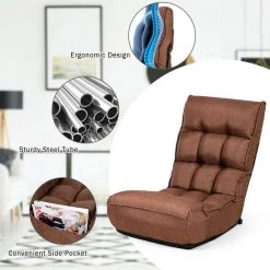 Coffee 4-Position Adjustable Backrest & Head Floor Chair Folding Lazy Sofa by Boyel Living -MODWAY store coffee boyel living bean bag chairs hysn 66375cf 44 1000