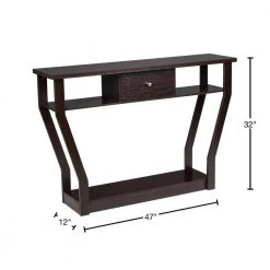 47 in. Coffee Rectangle Wood Modern Console Table with Drawer and Shelf by Boyel Living -MODWAY store coffee boyel living console tables hysn 60291cf 40 1000