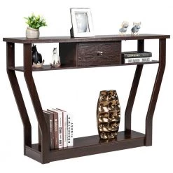 47 in. Coffee Rectangle Wood Modern Console Table with Drawer and Shelf by Boyel Living -MODWAY store coffee boyel living console tables hysn 60291cf 4f 1000