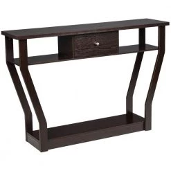 47 in. Coffee Rectangle Wood Modern Console Table with Drawer and Shelf by Boyel Living