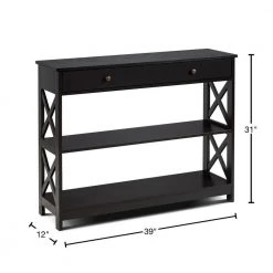 39 in. Coffee Rectangle Wood Console Table with Drawer and Storage Shelves by Boyel Living -MODWAY store coffee boyel living console tables hysn 66090cf 40 1000