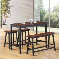 Coffee 4-Piece Solid Wood Dinning Table Set with Armless Chairs by Boyel Living -MODWAY store coffee boyel living dining room sets hysn 58977cf 31 1000