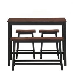 Coffee 4-Piece Solid Wood Dinning Table Set with Armless Chairs by Boyel Living