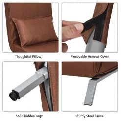 23.5 in. x 31 in. Coffee Linen Folding Convertible Full Sofa Bed Armchair Lounge Couch with Pillow by Boyel Living -MODWAY store coffee boyel living sofa beds wf hw66326cf 1f 1000