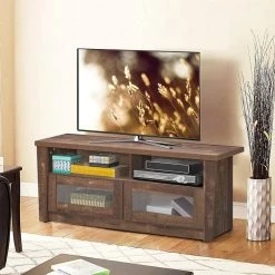 47.5 in. Coffee TV Stand Fits TVs Up to 55 in Entertainment Center with Shelves by Boyel Living -MODWAY store coffee boyel living tv stands hysn 65203 31 1000